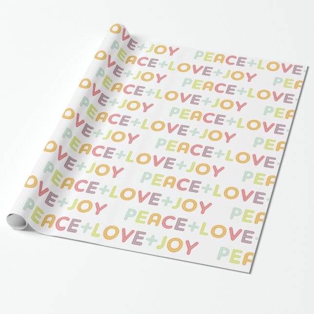 PEACE LIEBE JOY TYPOGRAPHY URLAUB FESTIVAL GESCHENKPAPIER (Ungerollt)