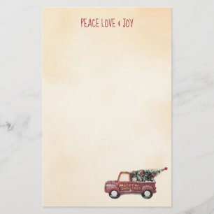 Peace Liebe & Joy w/Red Toy Truck Frohe Weihnachte Briefpapier