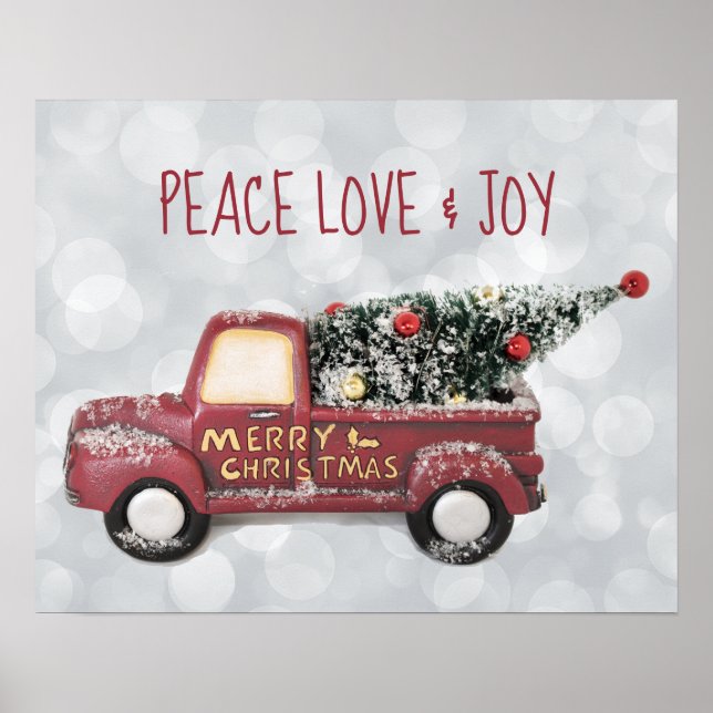 Peace Liebe & Joy w/RedToy Truck Frohe Weihnachten Poster (Vorne)