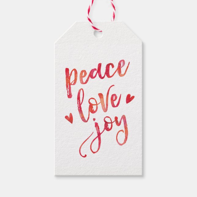 Peace Liebe joy Water color Weihnachtsgeschenk-Tag Geschenkanhänger (Vorderseite)