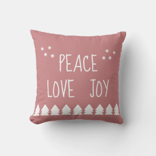 Peace Liebe Joy White Script Soft Pink Christmas T Kissen