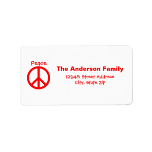 Peace, Liebe, Joypeace Sign - Adressetikett