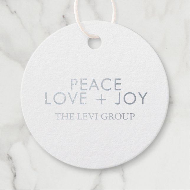 Peace Liebe Joytypografie Weihnachtskreislauf Silv Geschenkanhänger (Vorderseite)