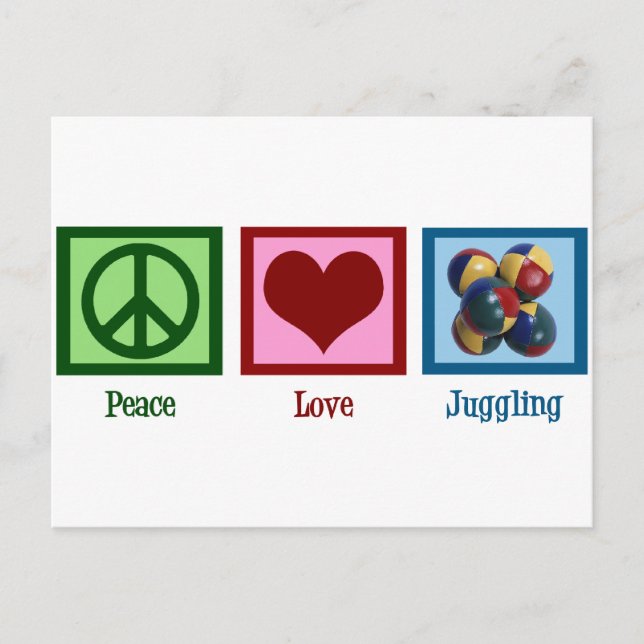 Peace Liebe Juggling Postkarte (Vorderseite)