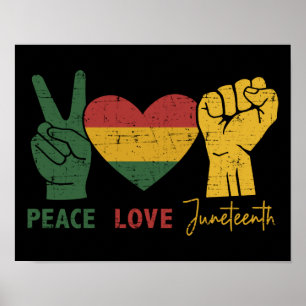 Peace Liebe Juneteenth afrikanische Flagge Herz un Poster