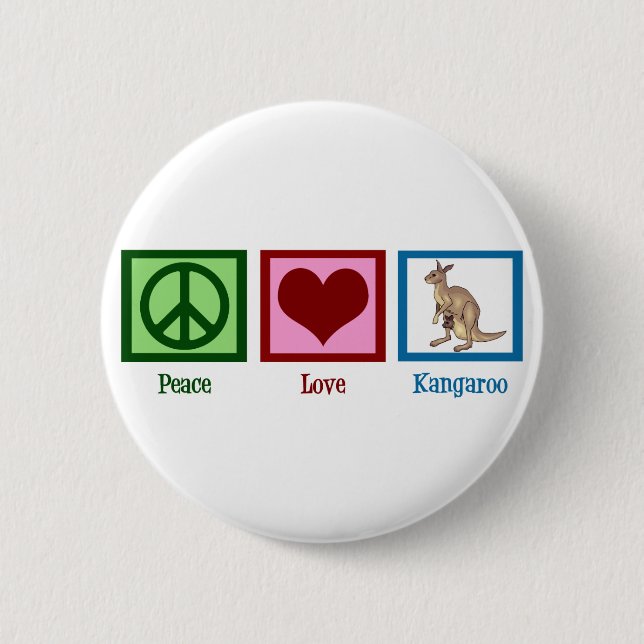 Peace Liebe Kangaroo Button (Vorderseite)