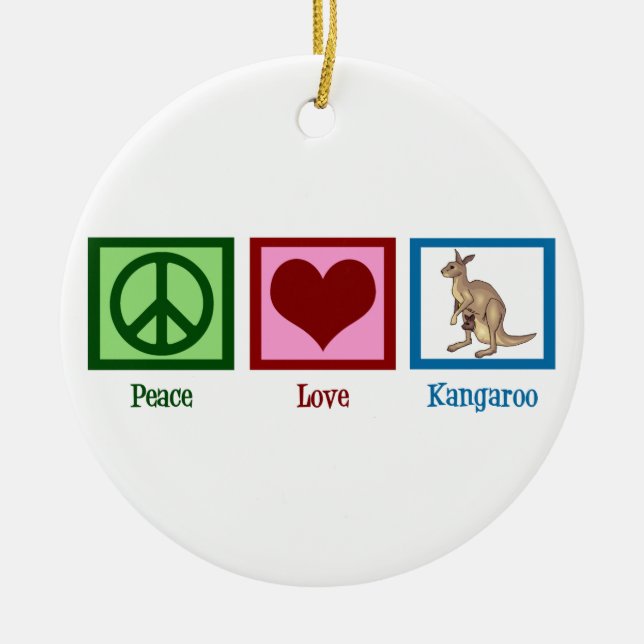 Peace Liebe Kangaroo Keramikornament (Vorne)