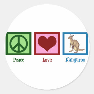 Peace Liebe Kangaroo Runder Aufkleber