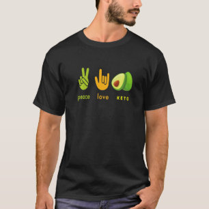 Peace Liebe Keto Funny Hand Sign und Avocado Desig T-Shirt