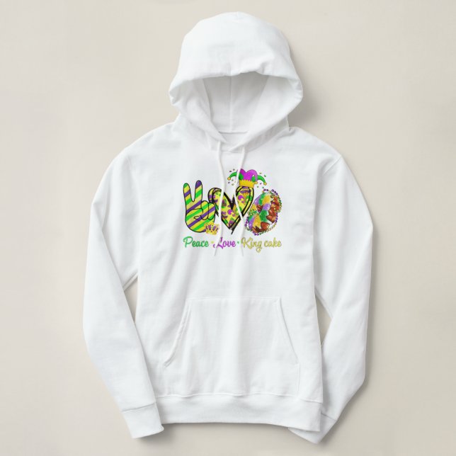 Peace Liebe King Cake Mardi Gras Men Women Kids Hoodie (Design vorne)