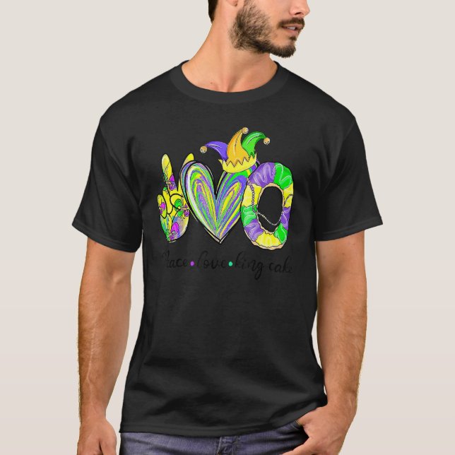 Peace Liebe King Cake Mardi Gras Men Women Kids T-Shirt (Vorderseite)