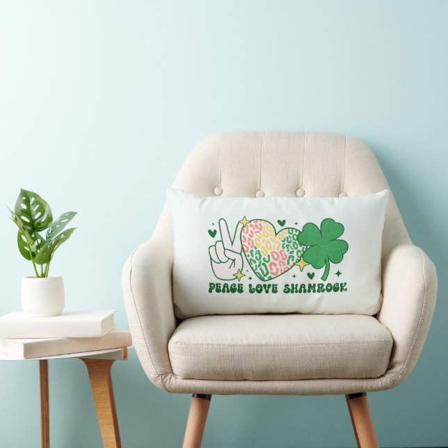 Peace Liebe Kleeblatt Throw Kissen (Stuhl )