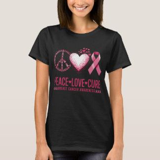 PEACE LIEBE KURZ Brustkrebs Bewusstsein T-Shirt