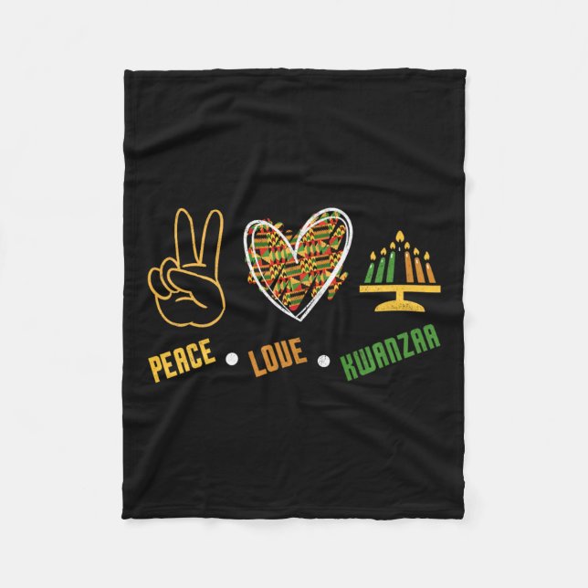 Peace Liebe Kwanzaa Kinara American Black C Fleecedecke (Vorderseite)
