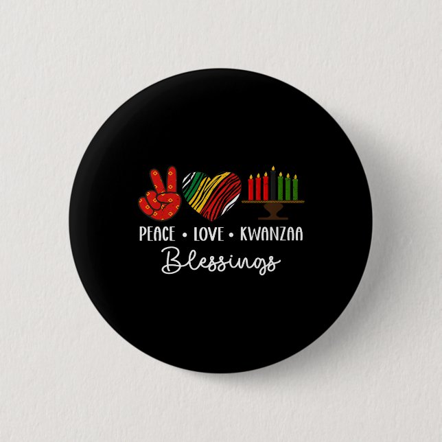 Peace Liebe Kwanzaa Segen Weihnachts-Afrikanisches Button (Vorderseite)