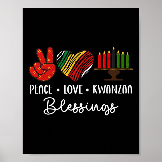 Peace Liebe Kwanzaa Segen Weihnachts-Afrikanisches Poster (Vorne)