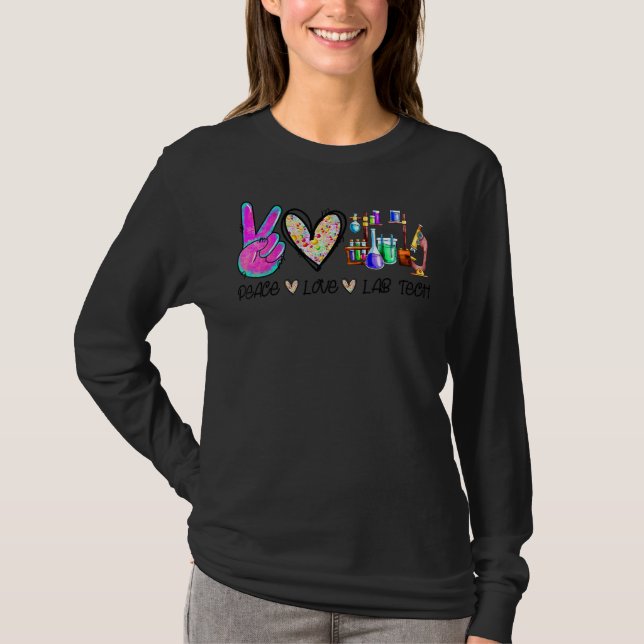 Peace Liebe Labrador Tech Scientist Labortechnik T-Shirt (Vorderseite)