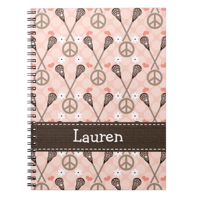 Peace Liebe Lacrosse Lax Spiral Notebook Journal Notizblock (Vorderseite)