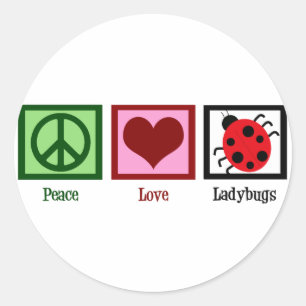 Peace Liebe Ladybugs Runder Aufkleber