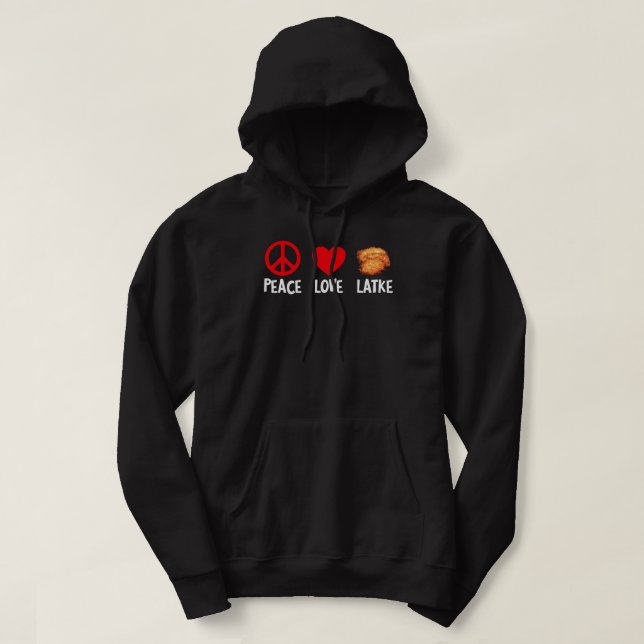 Peace Liebe Latke Funny Hannukah Jüdische Nahrung Hoodie (Design vorne)