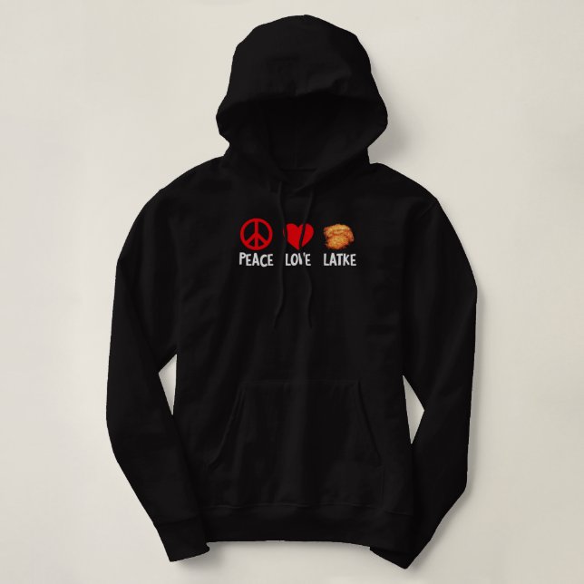 Peace Liebe Latke Funny Hannukah Jüdische Nahrung Hoodie (Design vorne)