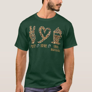 Peace Liebe Latte Macchiato Niedlich Leopard Print T-Shirt