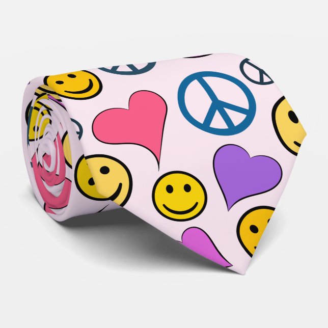 Peace Liebe Laugh Pattern Krawatte (Gerollt)
