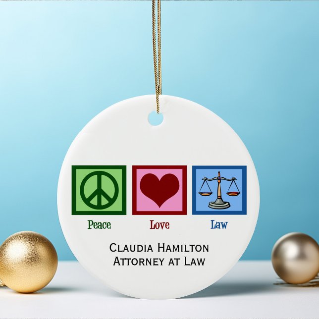 Peace Liebe Law School Custom Abschluss Gift Keramik Ornament (Von Creator hochgeladen)