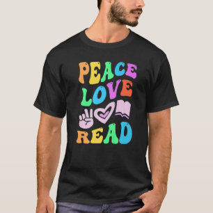 PEACE LIEBE LESEN Retro Alphabetisierungslehrer Gr T-Shirt
