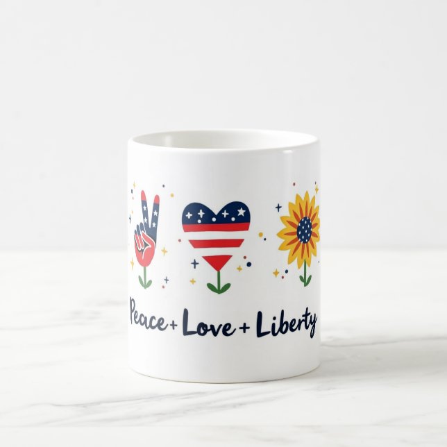 Peace Liebe Liberty Patriotic Tasse (Mittel)