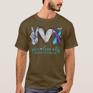 Peace Liebe Life, Lila Ribbon Suicide Awareness P T-Shirt