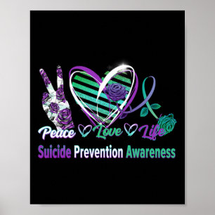 Peace Liebe Life Suicide Awareness Semi Colon Gesc Poster