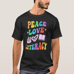 PEACE LIEBE LITERACY Retro Leser Groovy B T-Shirt