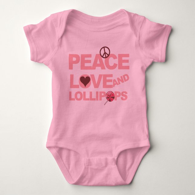 Peace Liebe lollipops Baby Girl Strampler (Vorderseite)