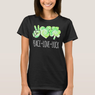 Peace Liebe Luck Peace Heart Kleeblatt St Patrick T-Shirt