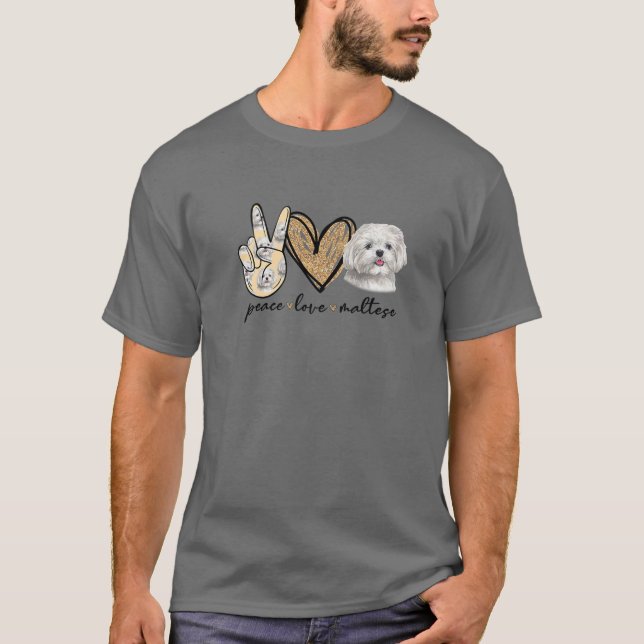 Peace Liebe Maltese Dog Lover Mütter Weihnachten T-Shirt (Vorderseite)