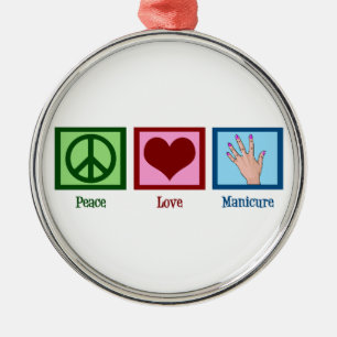 Peace Liebe Manicure Silbernes Ornament