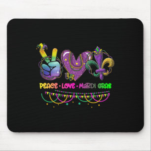 Peace Liebe Mardi Gras Beads Karneval Parade Neu o Mousepad