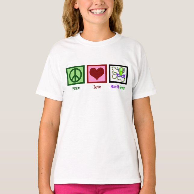 Peace Liebe Mardi Gras Kids T-Shirt (Vorderseite)