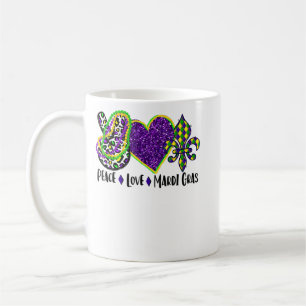 Peace Liebe Mardi Gras Leopard Glitzer Mardi Gras Kaffeetasse