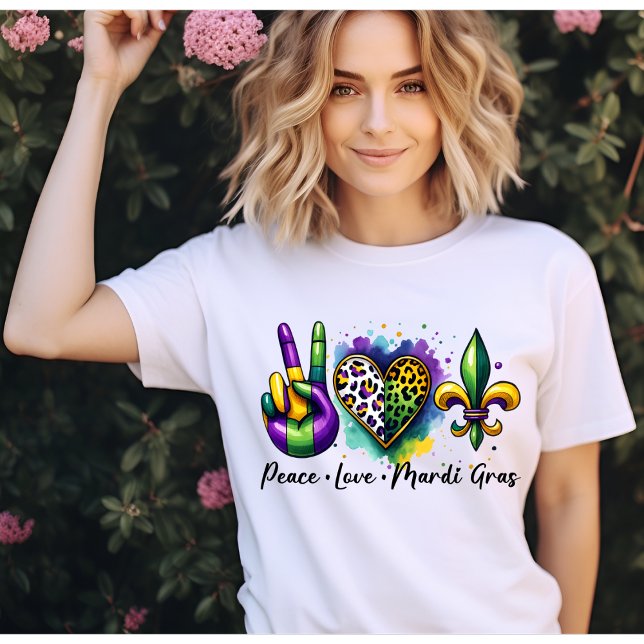 Peace Liebe Mardi Gras, Lilie in New Orleans T-Shirt (Von Creator hochgeladen)