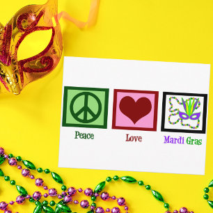 Peace Liebe Mardi Gras Postkarte