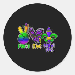 Peace Liebe Mardi Gras Runder Aufkleber