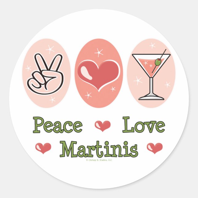 Peace Liebe Martini Stickers (Vorderseite)