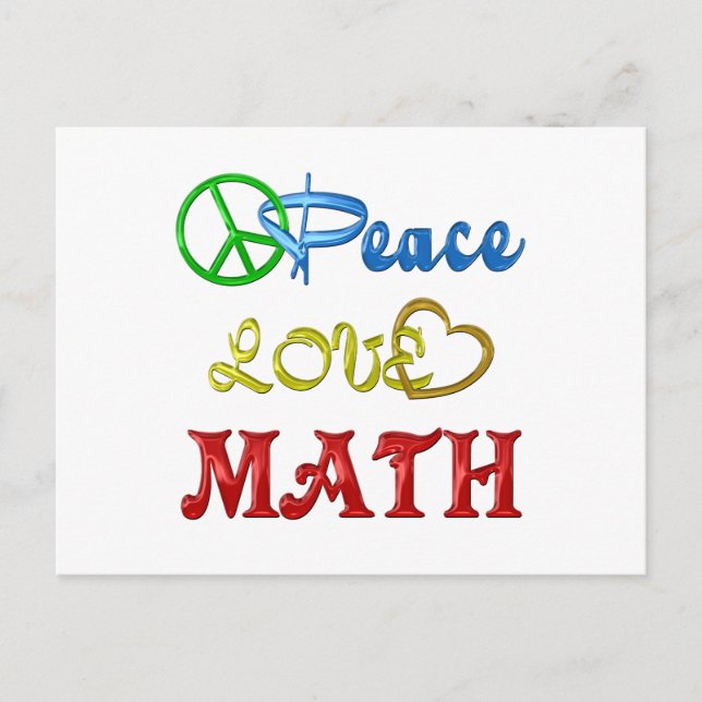 PEACE LIEBE MATH POSTKARTE (Vorderseite)