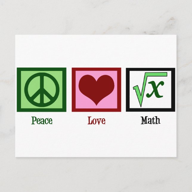 Peace Liebe Math Postkarte (Vorderseite)