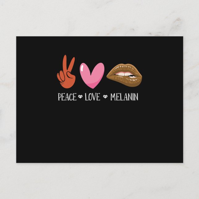 Peace Liebe Melanin Black Women Pride Afro African Ankündigungspostkarte (Vorderseite)