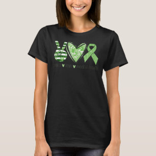 Peace Liebe Mental Health Awareness Green Ribbon T-Shirt
