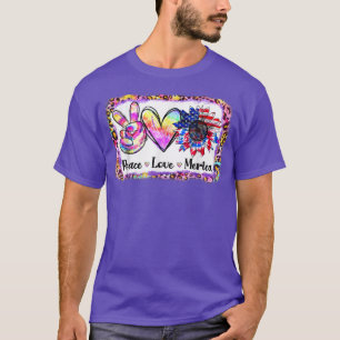 Peace Liebe Merica Gefärbte Krawatte Leopard Sonne T-Shirt