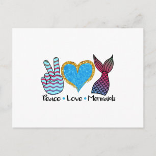 Peace Liebe Mermaids Cool T Shirt Postkarte